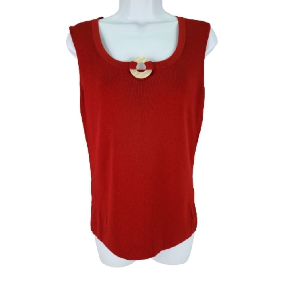 Cable & Gauge Tank Top Red Sleeveless Pearl Circle